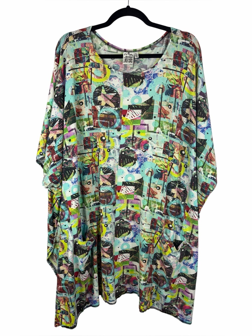 Parsley & Sage Abstract Art Print Oversized Tunic Top Large